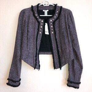 Tweed Open Blazer Bar III Bolero Jacket Trendy Tweed